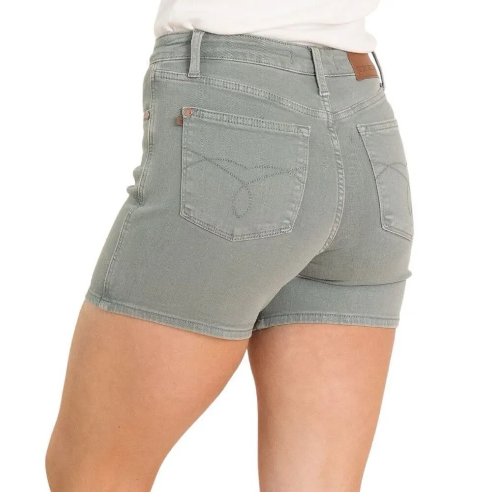 Judy Blue High Rise Stretch Denim Garment Dyed Shorts - Sage Green Large NWT